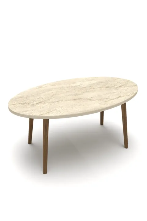 Turned Wooden Leg Oval Coffee Table - Ecru