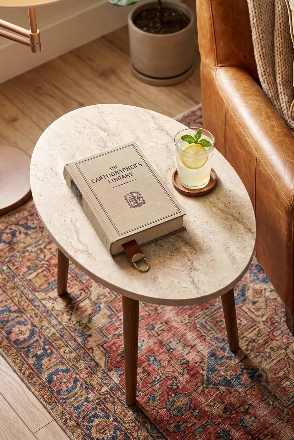 Turned Wooden Leg Oval Coffee Table - Ecru