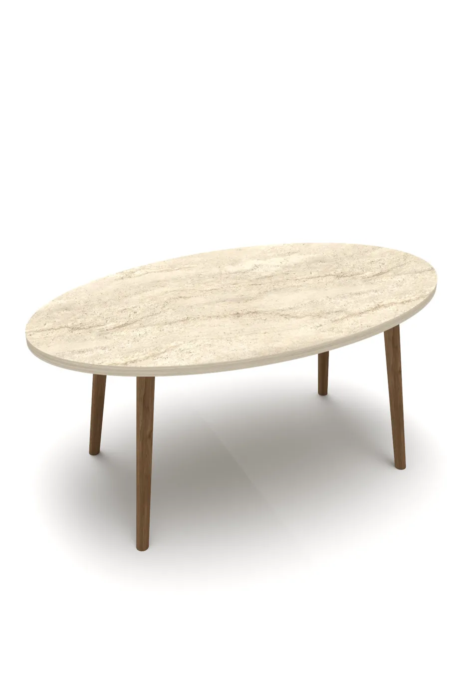 Turned Wooden Leg Oval Coffee Table - Ecru