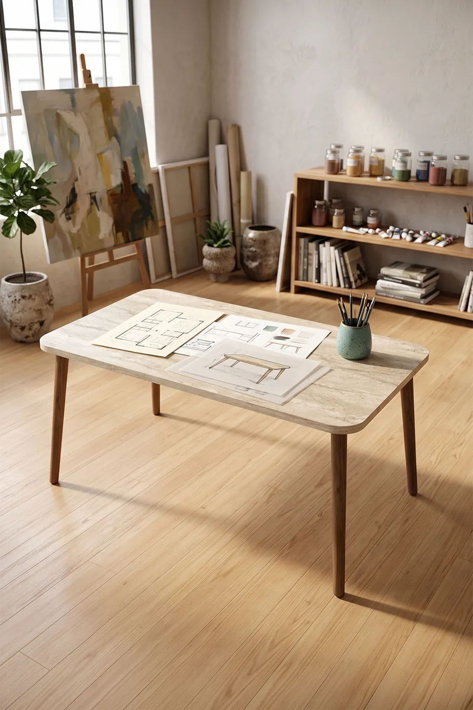 Table basse carrée Torna - écru