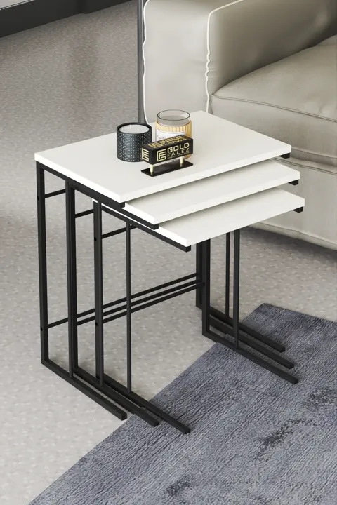 Solo 3-Piece Square Nesting Table Set - White