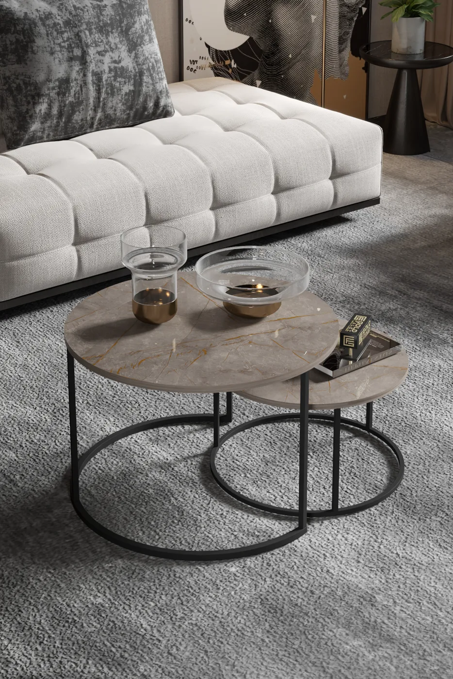 Bade 2-Piece Round Coffee Table - Multicolour