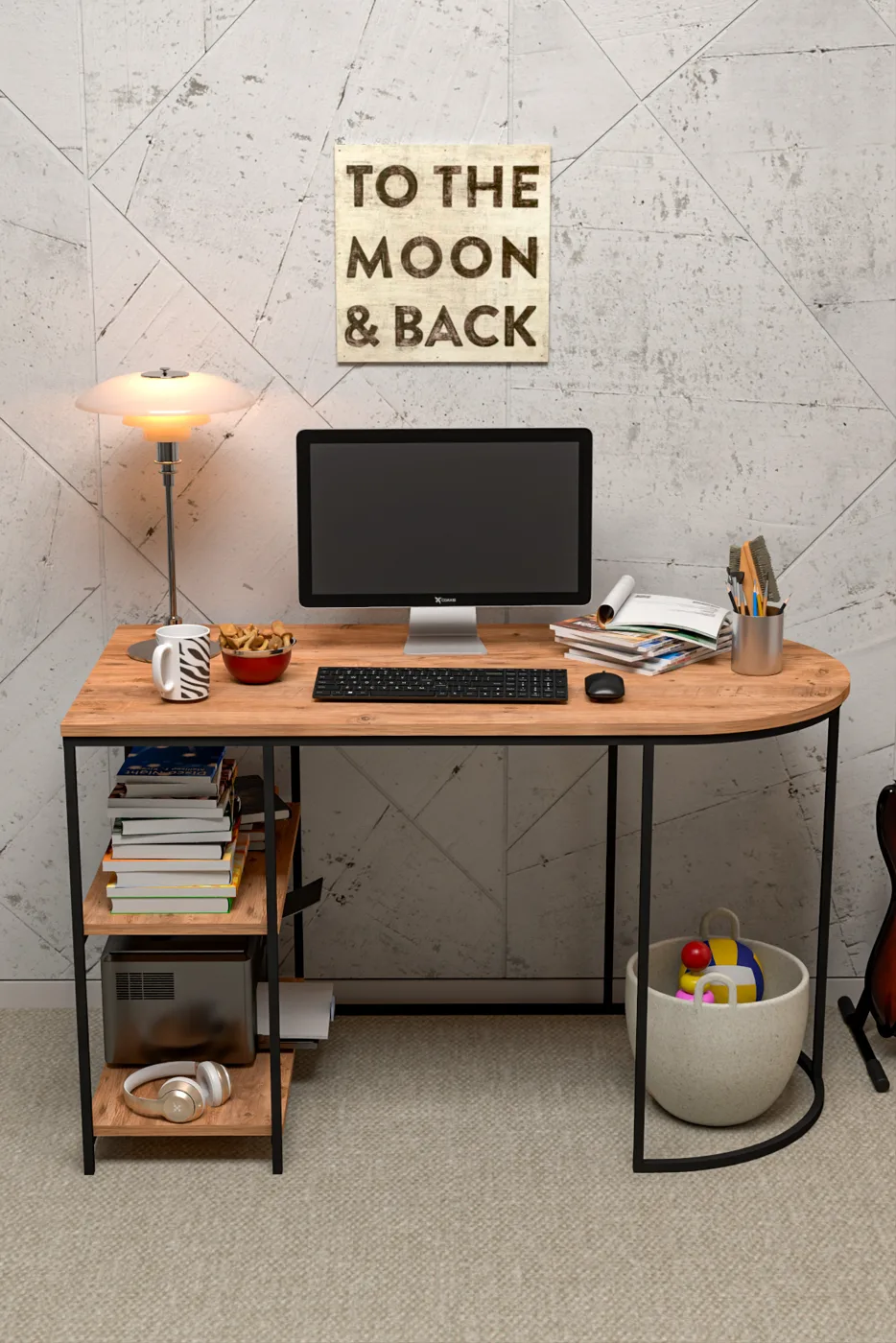 Dolunay Study Desk - Brown
