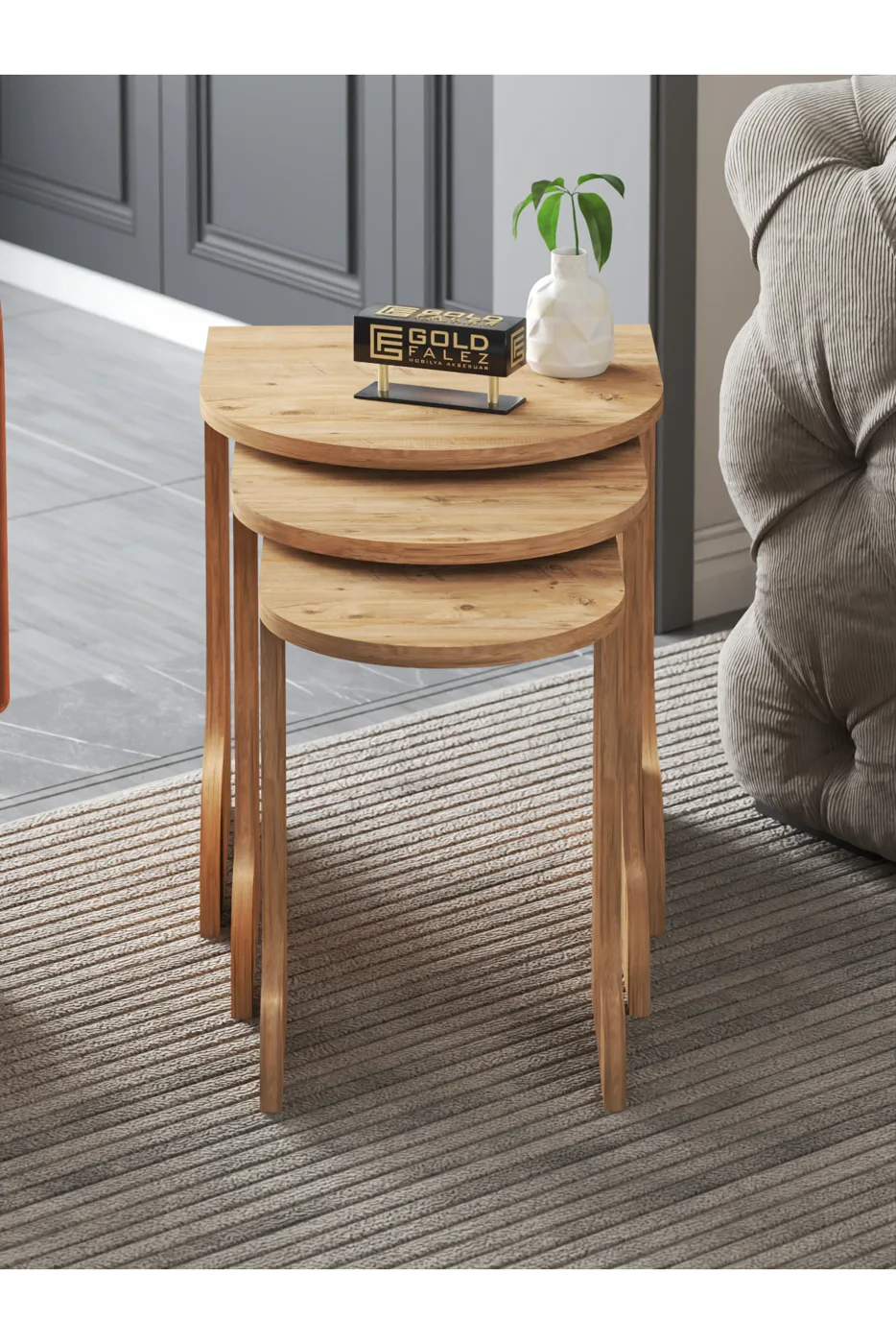 Setro 3-Piece Round Nesting Table Set - Brown