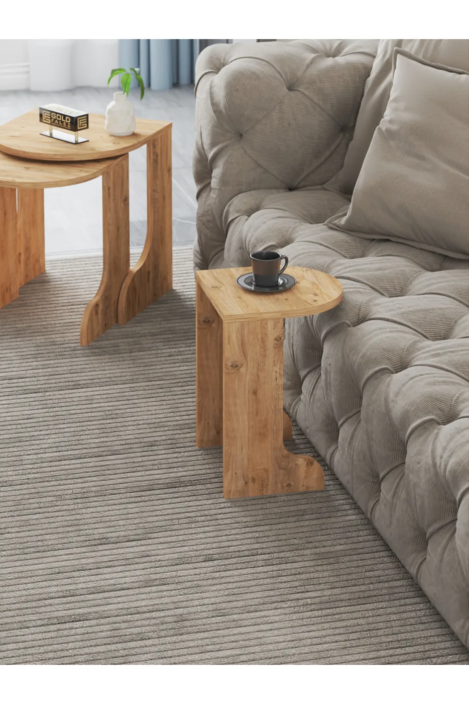 Setro 3-Piece Round Nesting Table Set - Brown
