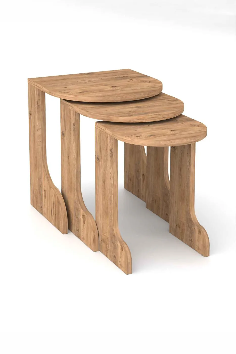 Setro 3-Piece Round Nesting Table Set - Brown