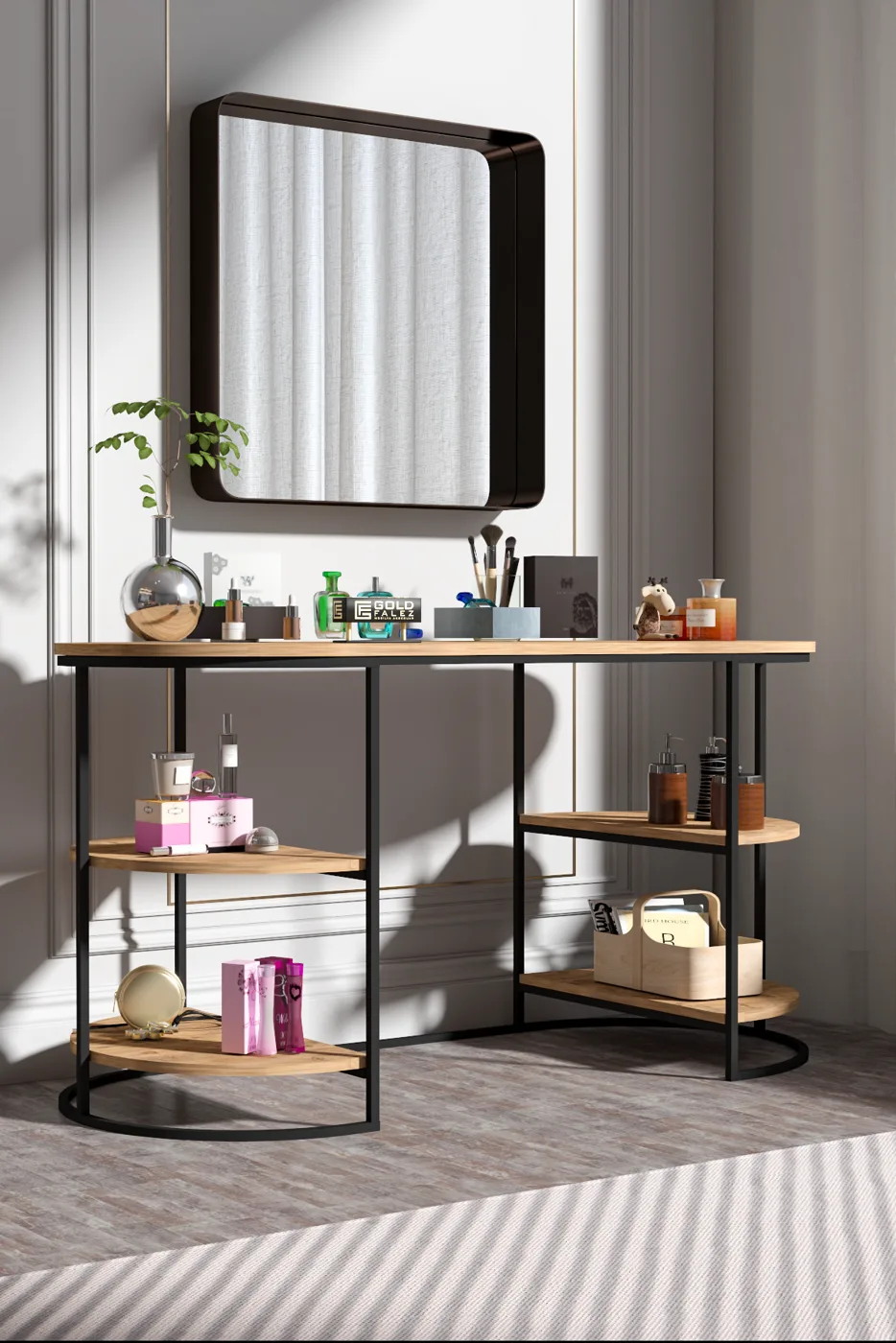 Dolunay 2-teiliger Schreibtisch - Braun