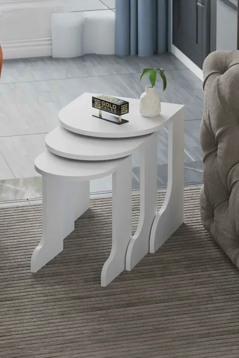 Setro 3-Piece Round Nesting Table Set - White