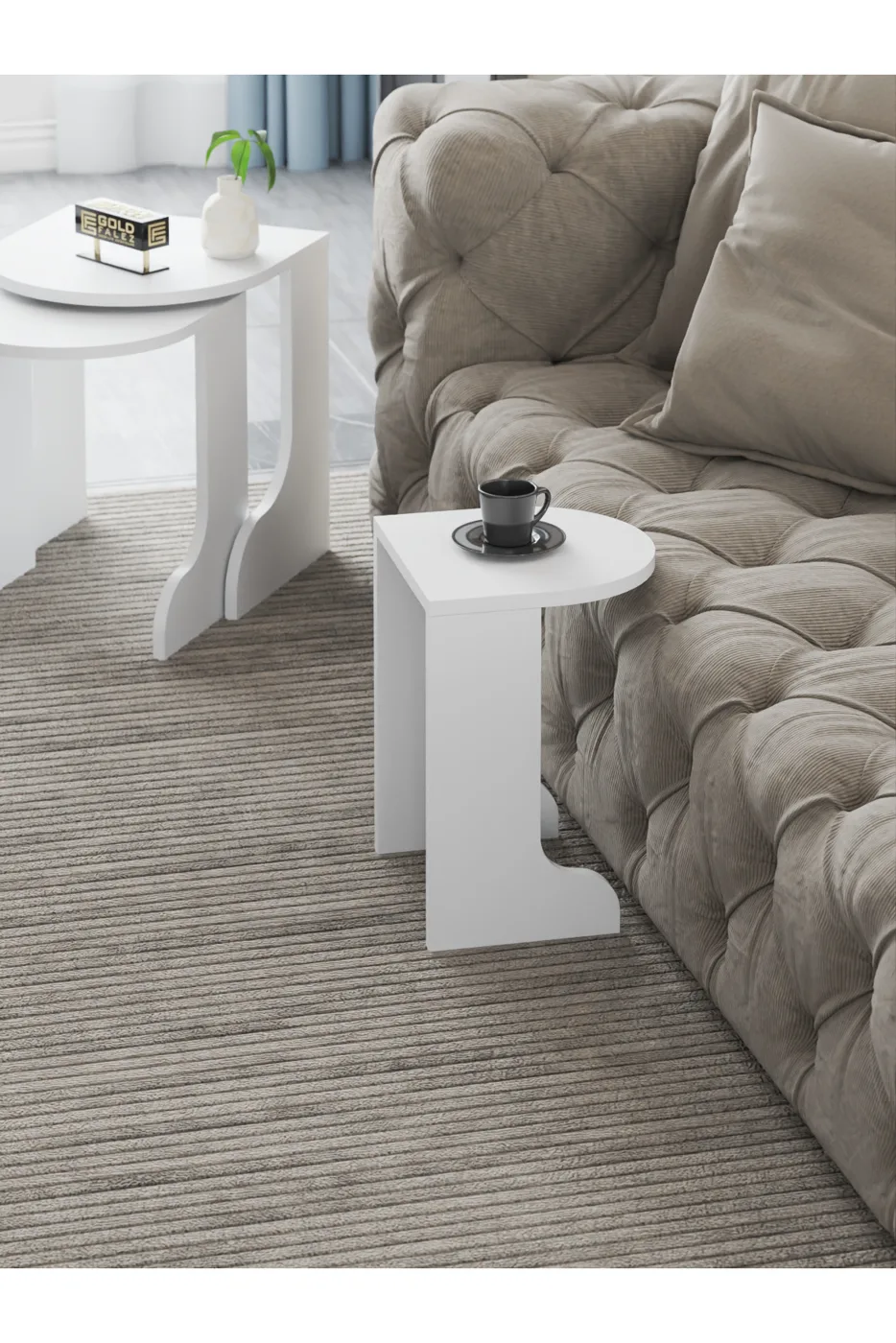 Setro 3-Piece Round Nesting Table Set - White