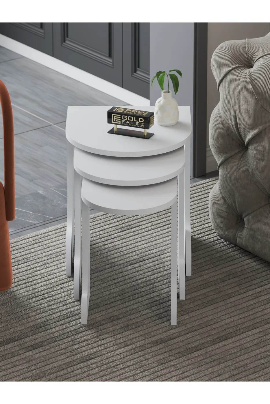 Setro 3-Piece Round Nesting Table Set - White