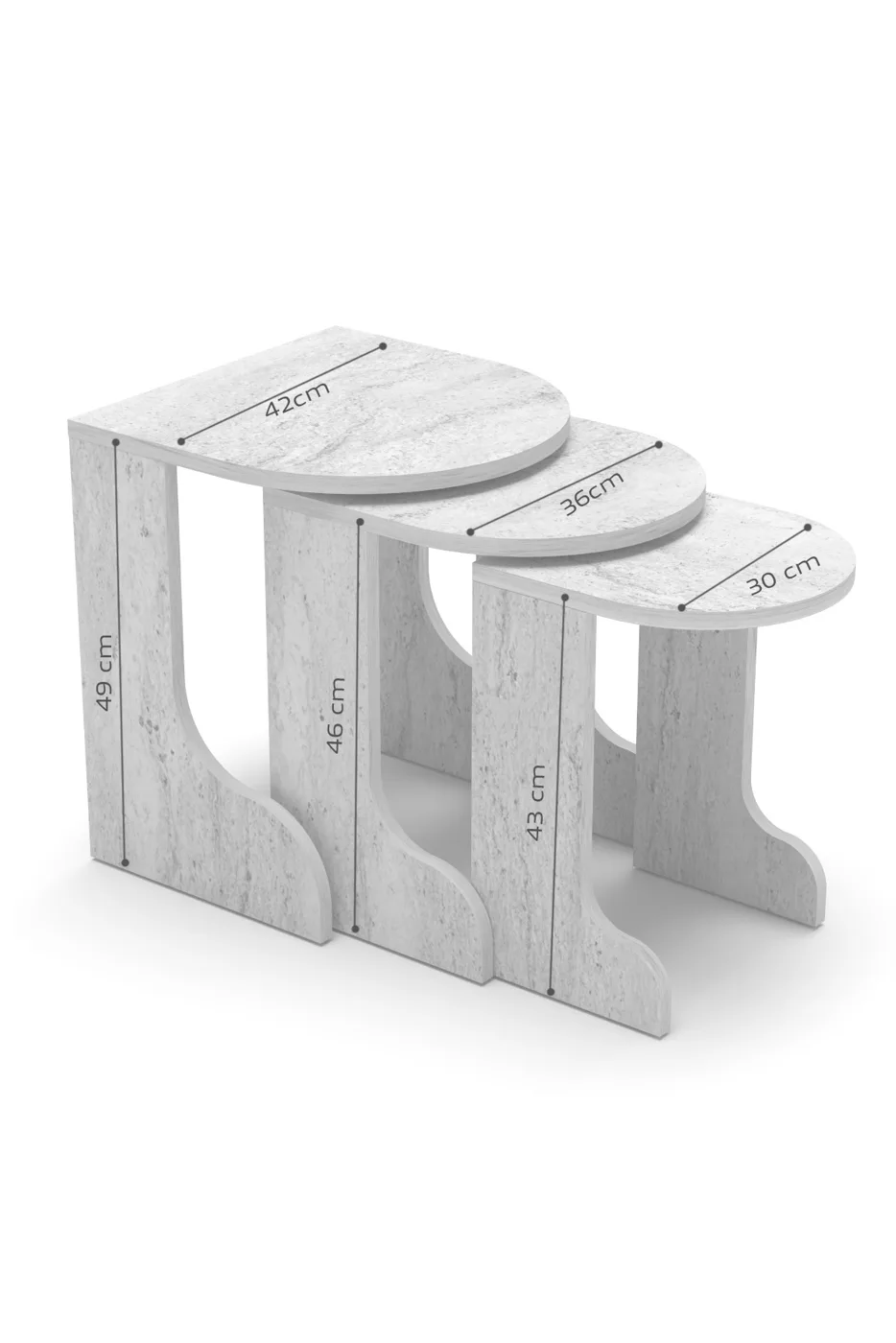 Setro 3-Piece Round Nesting Table Set - White