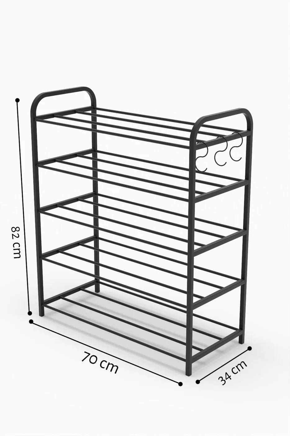 Metal Shoe Rack 5-Tier Organiser - Black