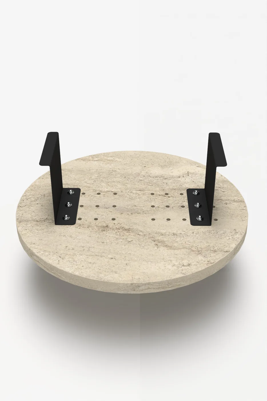 Adjustable Metal Leg Round Tray Side Table - Ecru