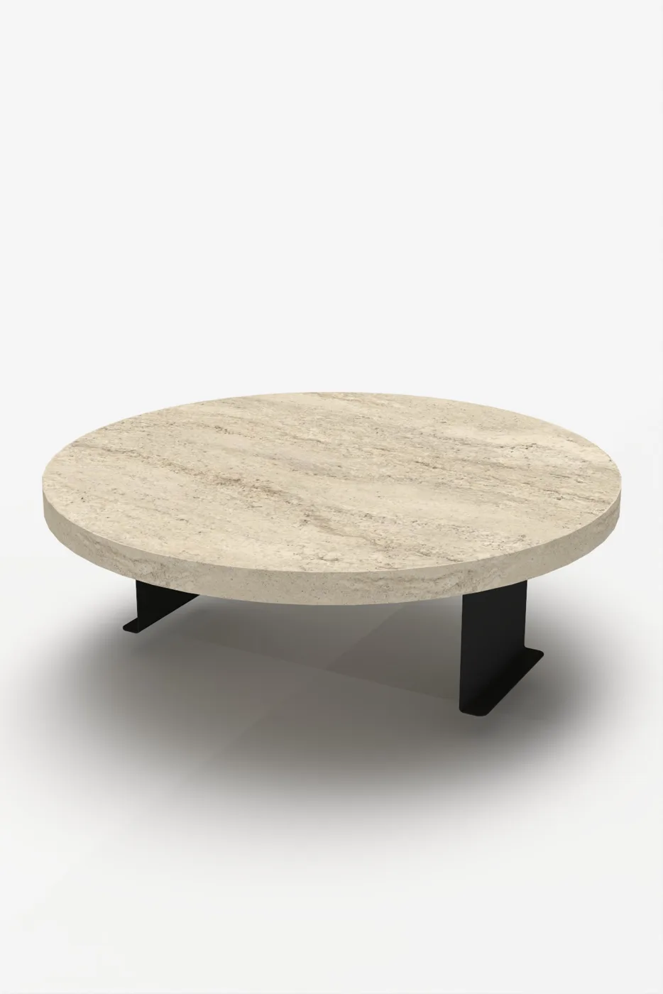 Adjustable Metal Leg Round Tray Side Table - Ecru