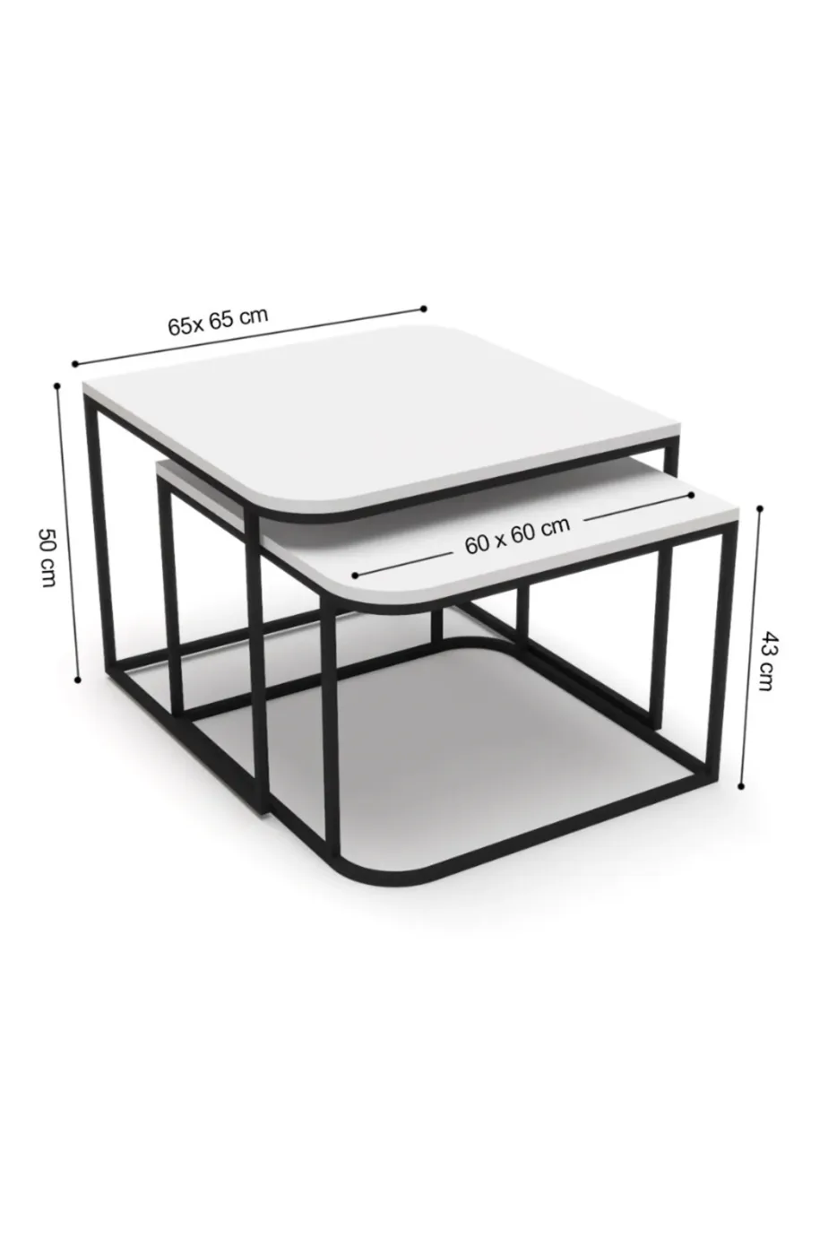 Damla 2-Piece Square Coffee Table - Multicolour