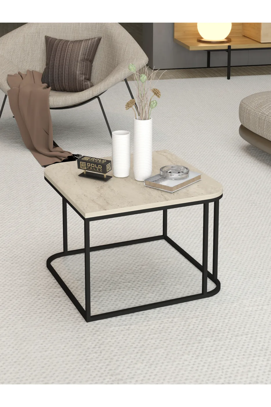 Damla Quadratischer Couchtisch - Beige