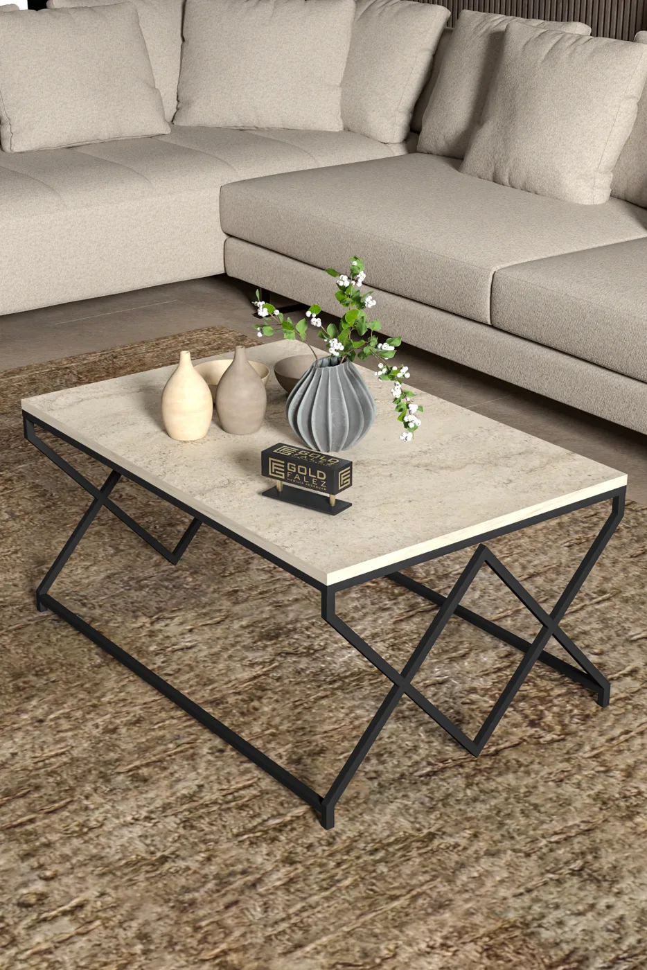 V Lux Quadratischer Couchtisch - Beige