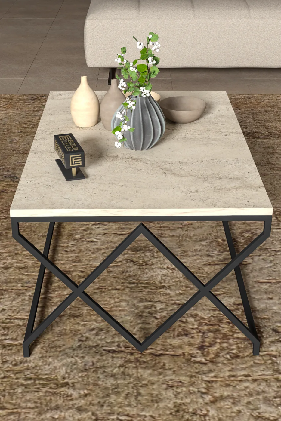 V Lux Quadratischer Couchtisch - Beige