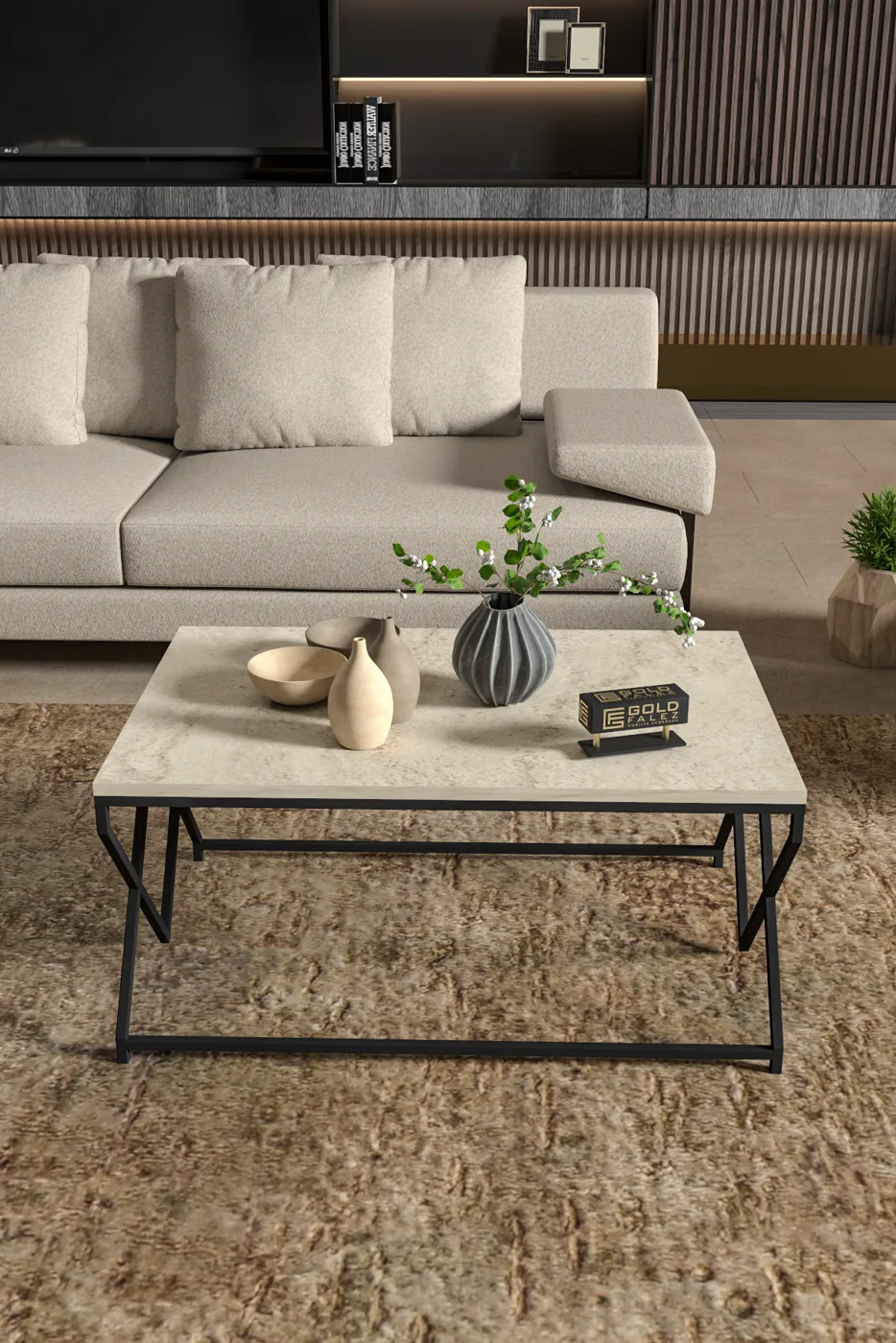 V Lux Quadratischer Couchtisch - Beige