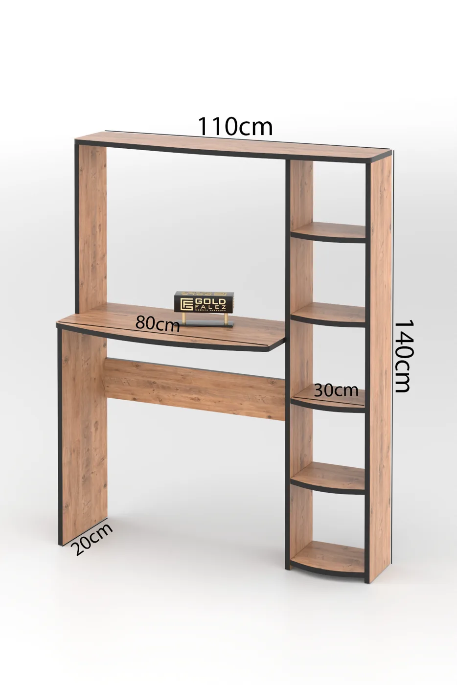5-teiliger Schreibtisch mit Bücherregal - Braun