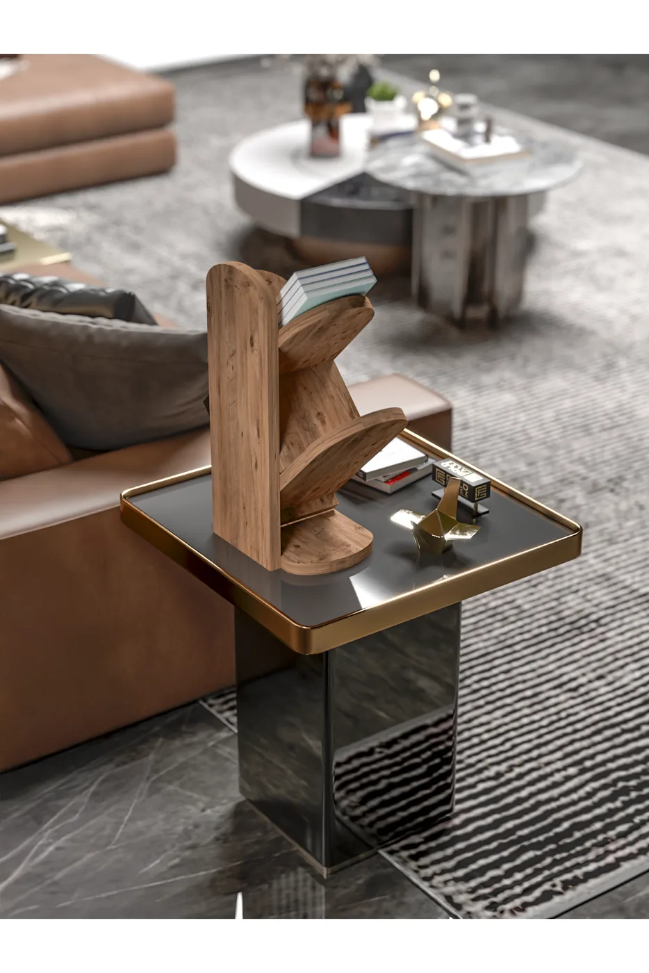 3-Shelf Tabletop Bookcase - Brown
