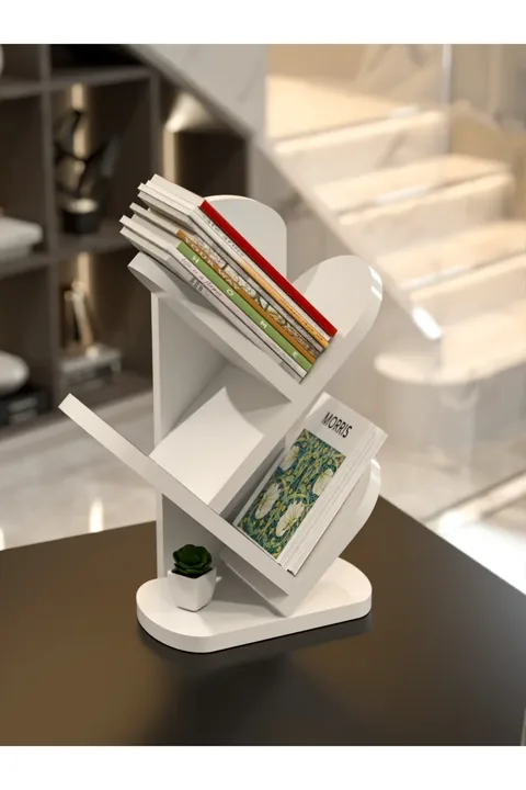 3-Shelf Tabletop Bookcase - White