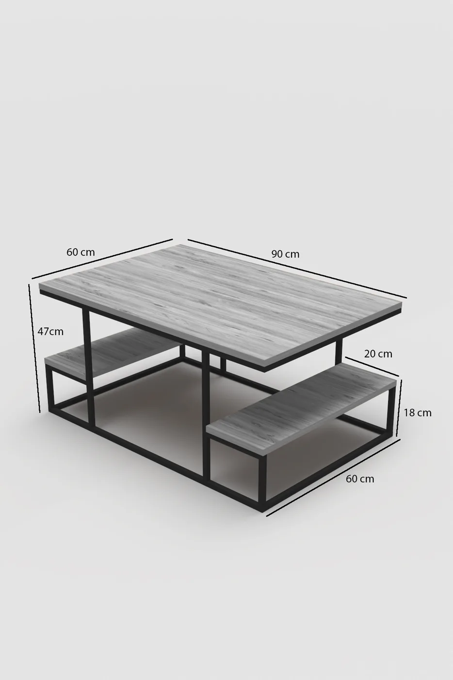 Coffee Table with Shelves - Brown