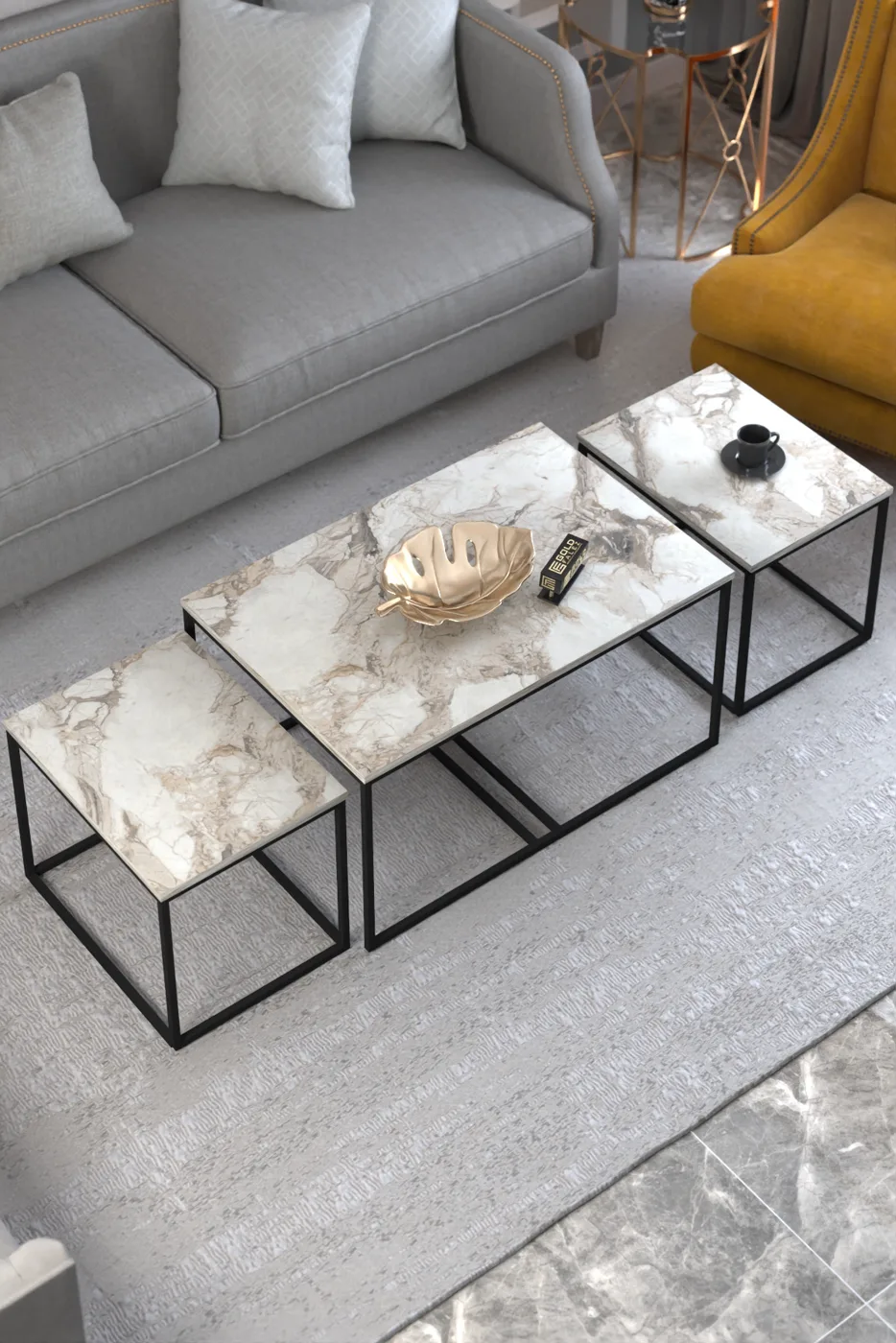 Flora Coffee & Nesting Table Set - Ecru