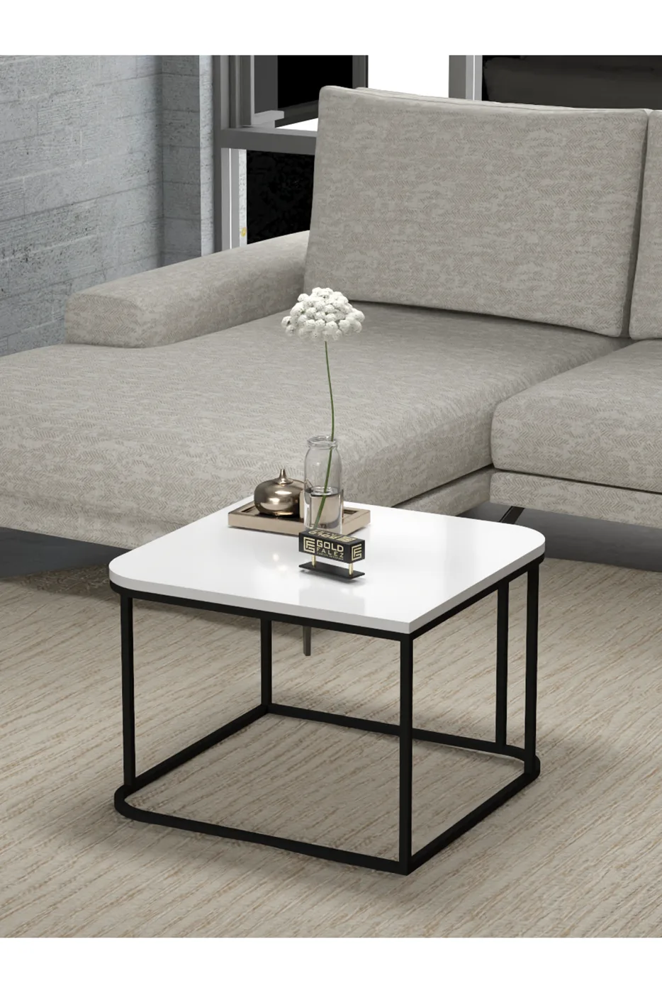 Damla Square Coffee Table - White