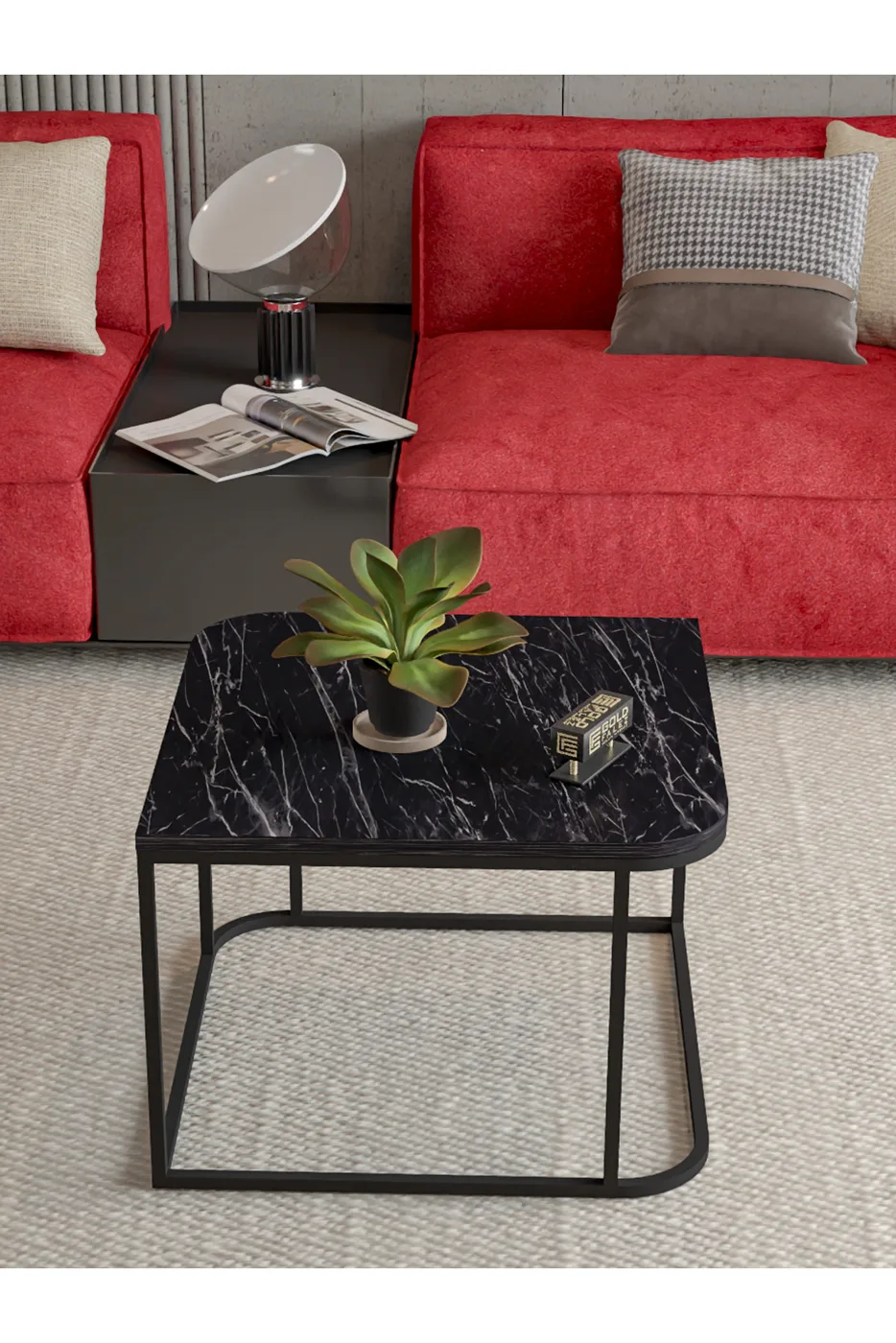 Damla Square Coffee Table - Black