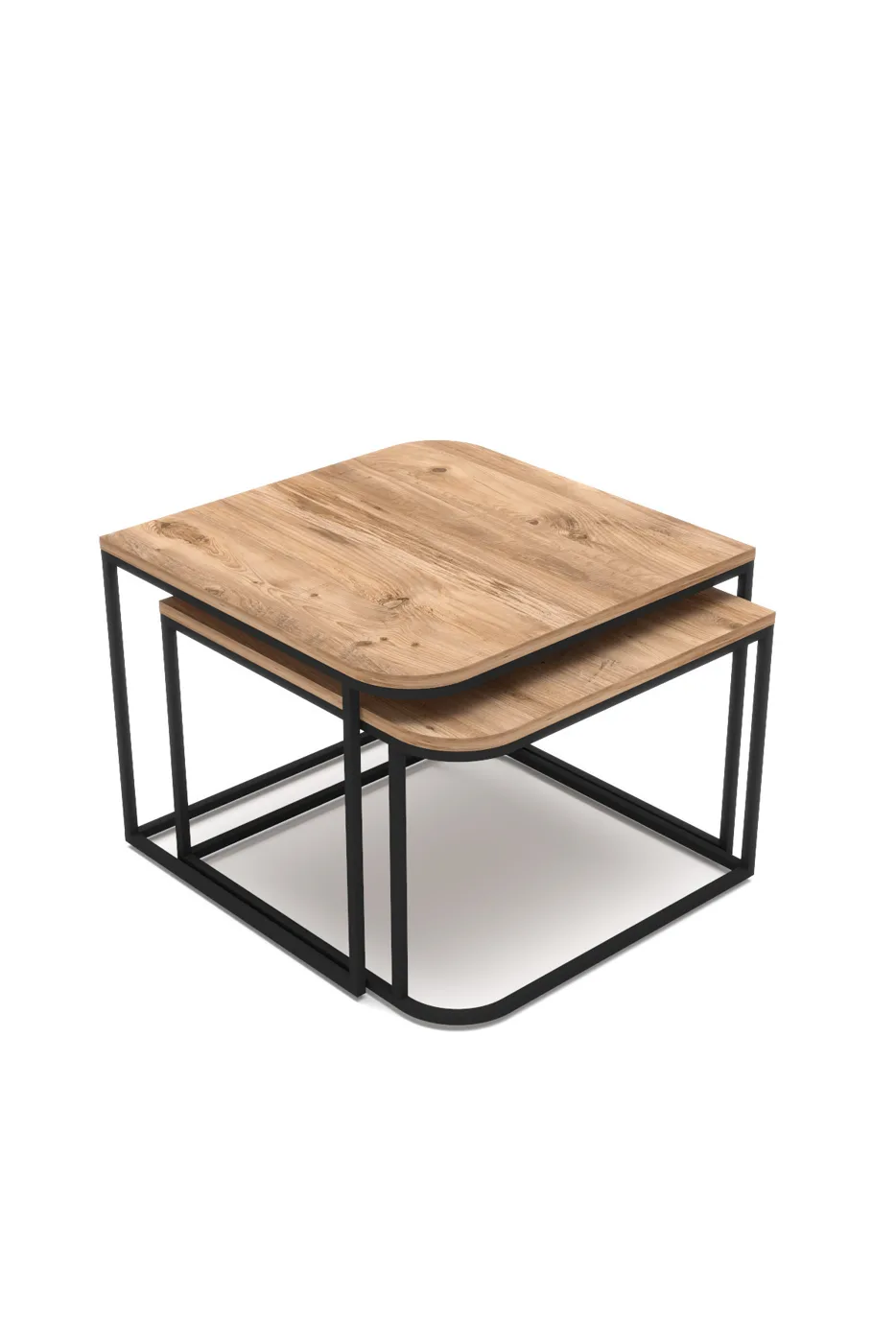 Damla 2-Piece Square Coffee Table - Brown