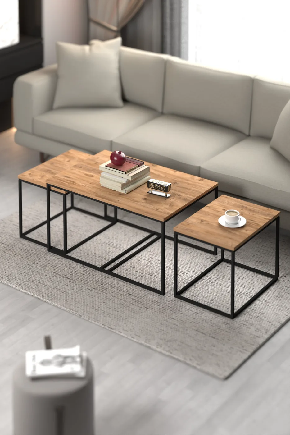 Flora Coffee & Nesting Table Set - Brown