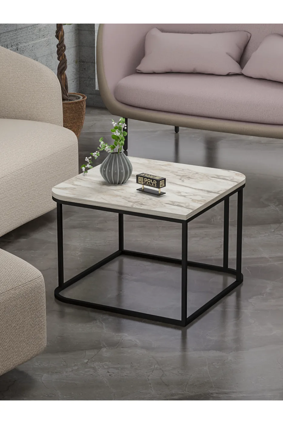 Damla Square Coffee Table - Ecru