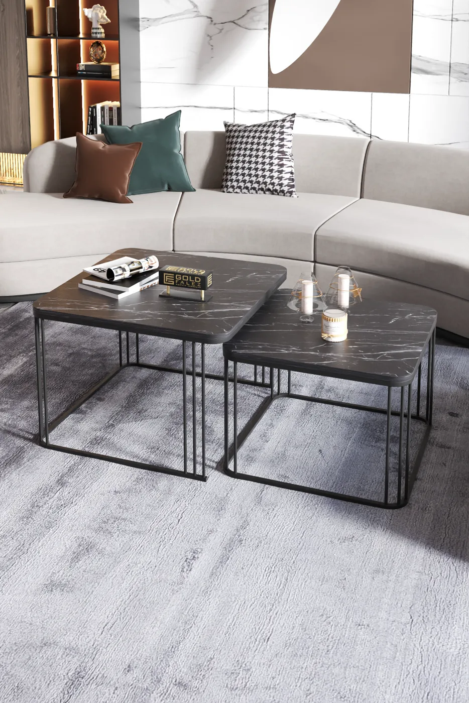 Alize 2-Piece Square Coffee Table - Black