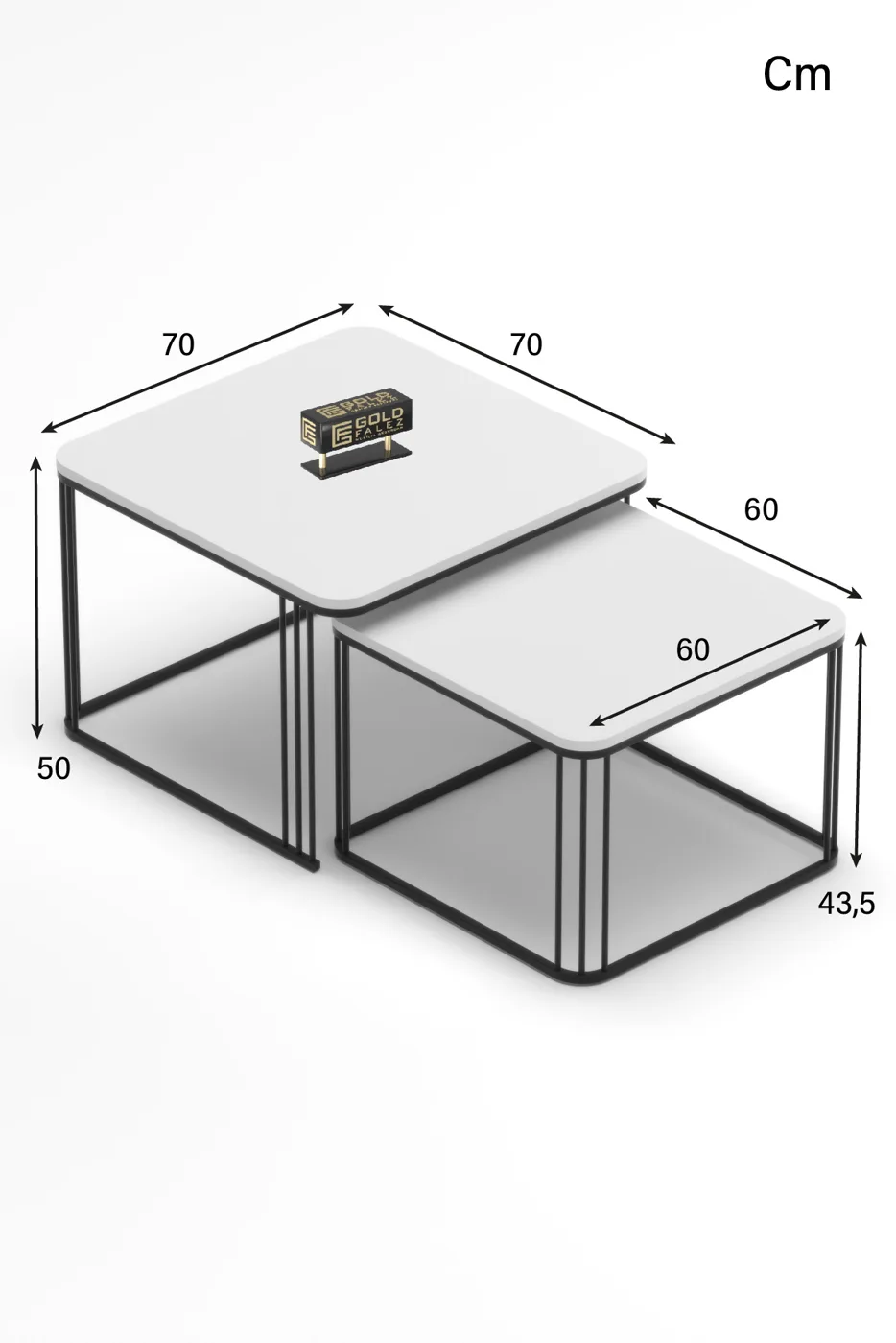 Alize 2-Piece Square Coffee Table - White