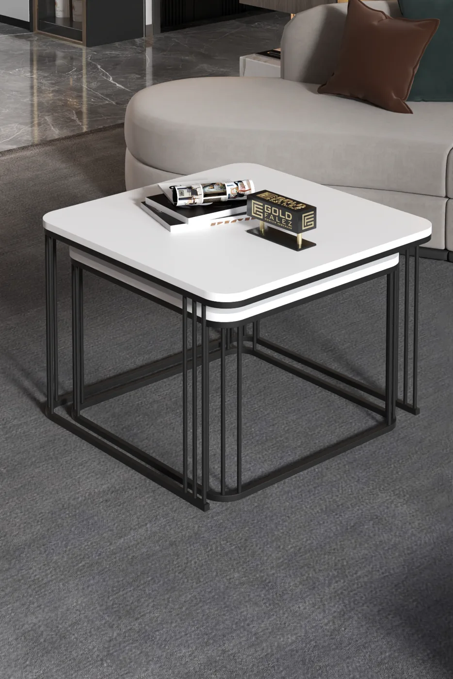 Alize 2-Piece Square Coffee Table - White