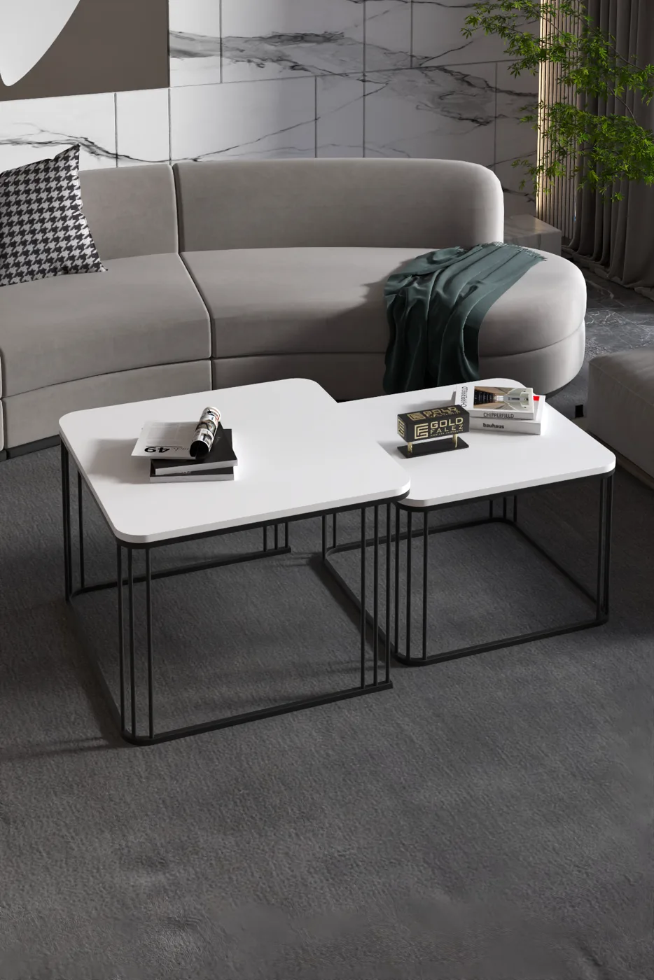 Alize 2-Piece Square Coffee Table - White