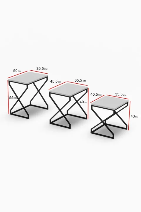 3-Piece Square Nesting Table Set V-Shaped Legs - Brown