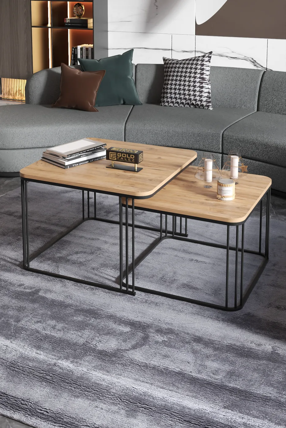 Alize 2-Piece Square Coffee Table - Brown