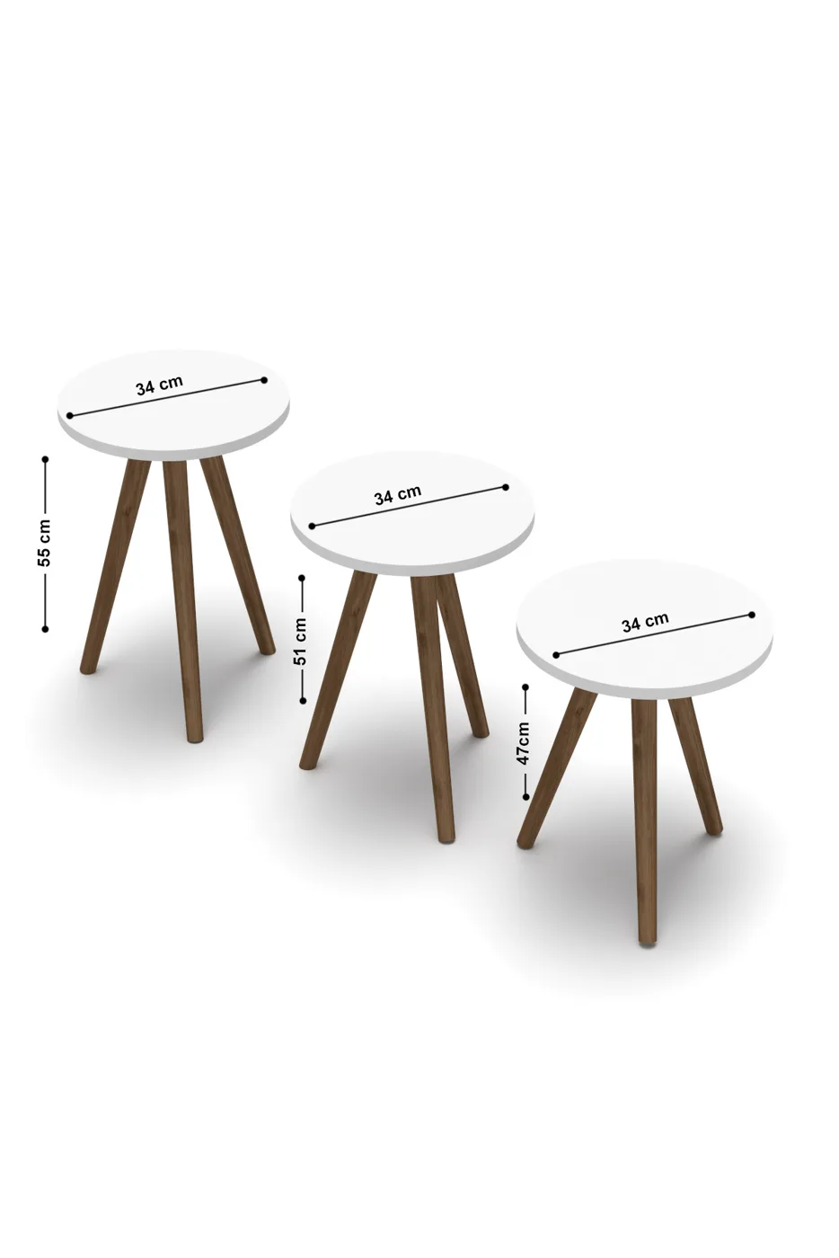 Turned Wooden Leg Oval Coffee & Nesting Table Set - Black