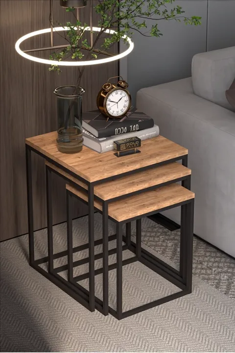 Cube 3-Piece Square Nesting Table Set - Atlantic Pine
