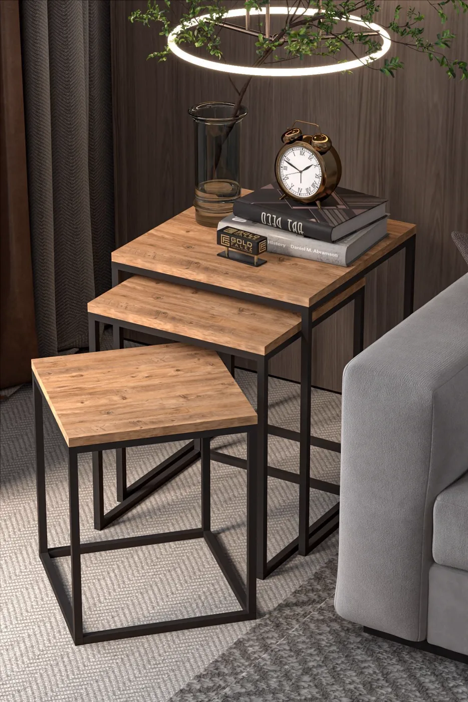 Cube 3-Piece Square Nesting Table Set - Atlantic Pine