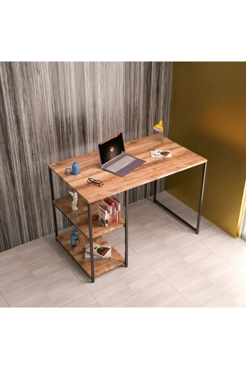 Desk with Side Shelf - Atlantic Pine