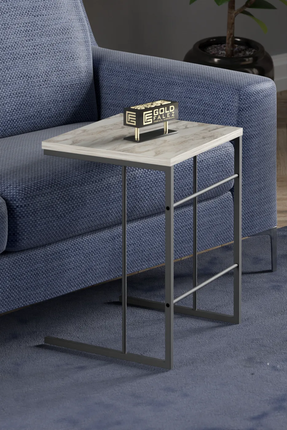 Solo 3-Piece Square Nesting Table Set - White Marble Effect