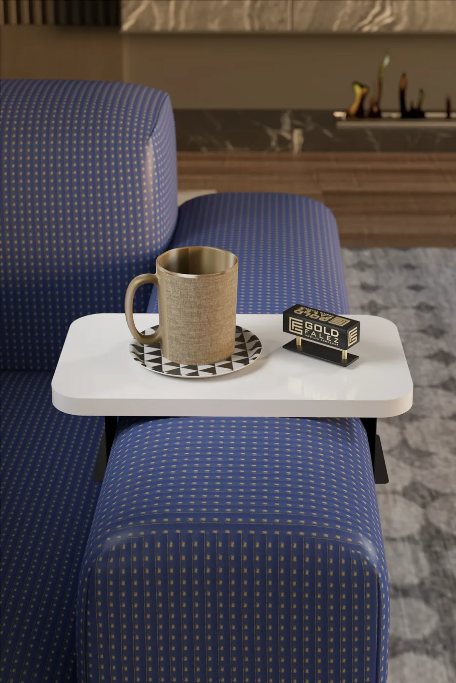 Rectangular Adjustable Tray Side Table - White
