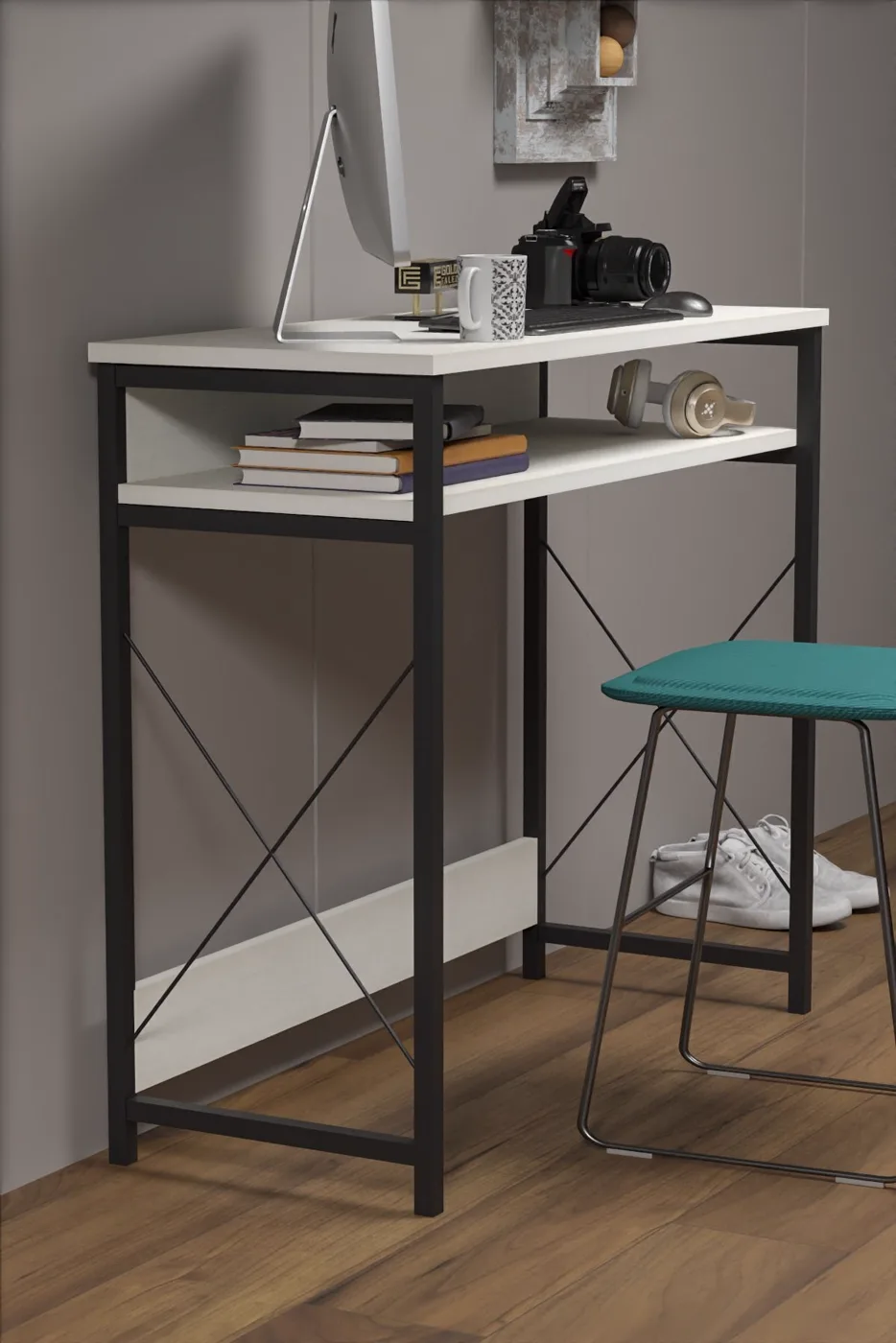 Schul-Arbeitsschreibtisch - Weiß