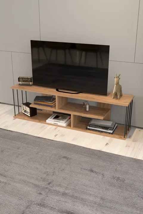 Gzd TV Unit with Wall Shelf - Walnut