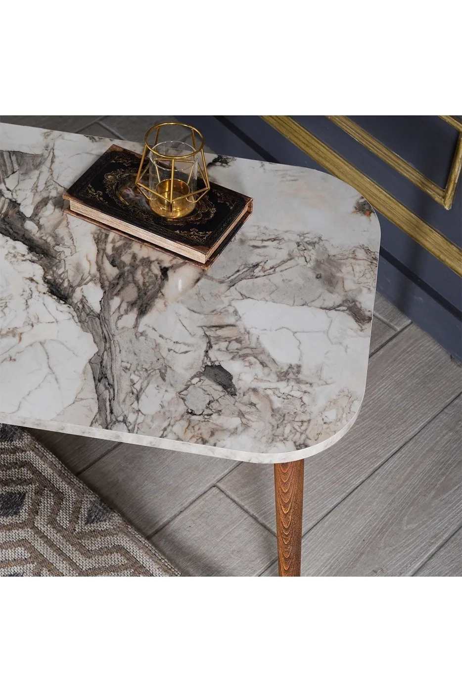 Torna Rectangular Coffee Table - White Marble Effect