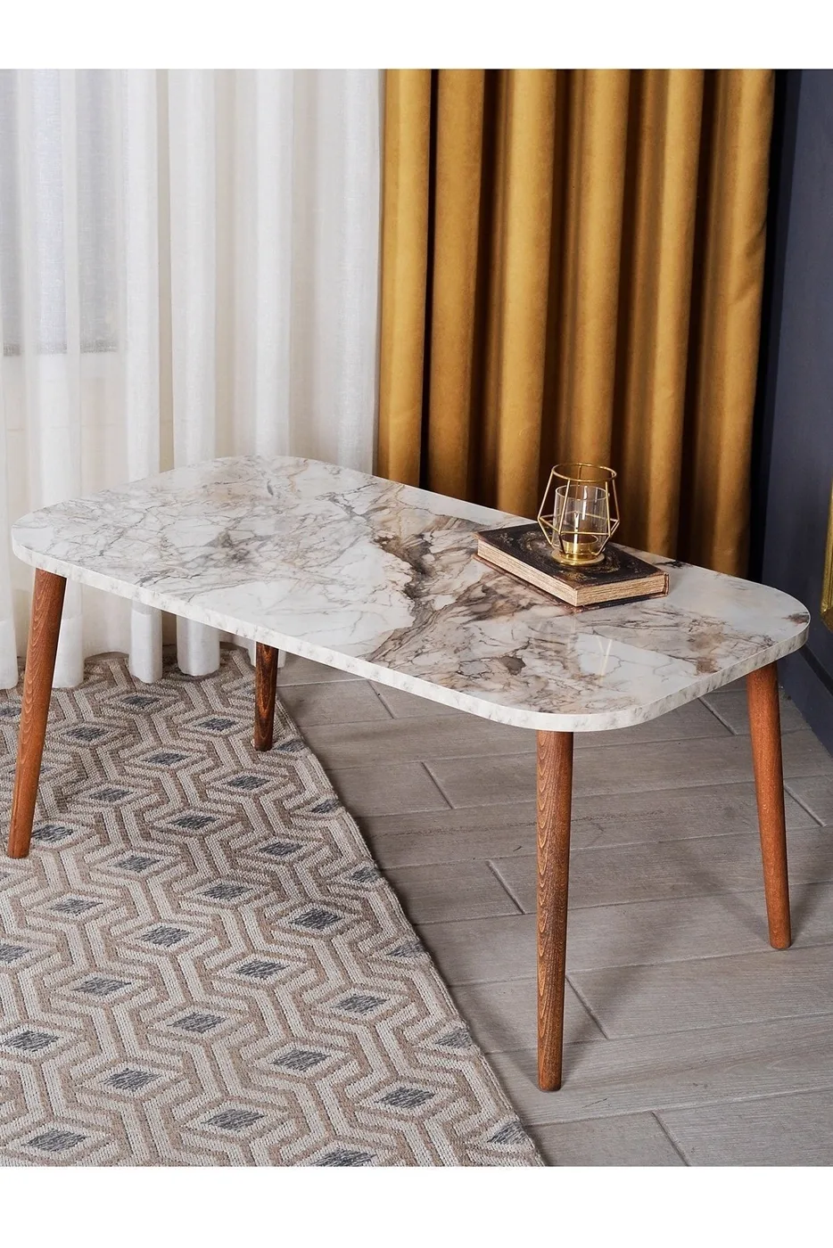 Torna Rectangular Coffee Table - White Marble Effect