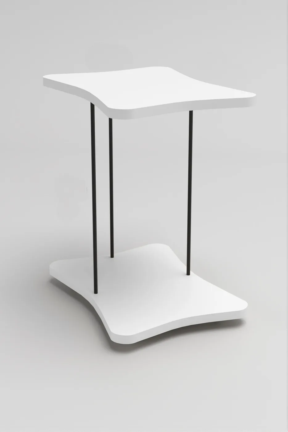 Rectangular Rolling Side Table - White
